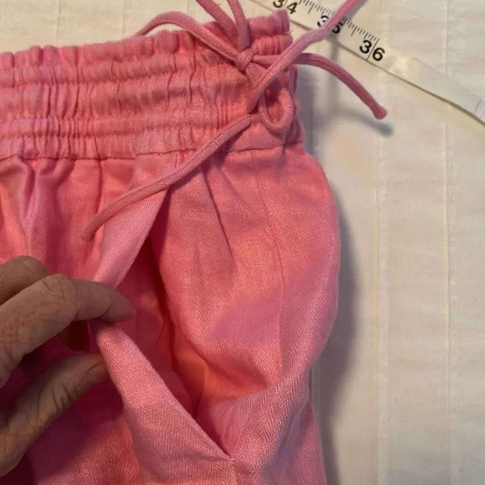J Crew pink linen elastic waist pull on shorts - Picture 8 of 9
